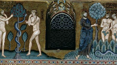cappella palatina  palermo  north wall nave  adam and eve panel