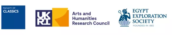 Faculty of Classics logo, Arts and Humanities Research Council logo, and Egypt Exploration Society logo
